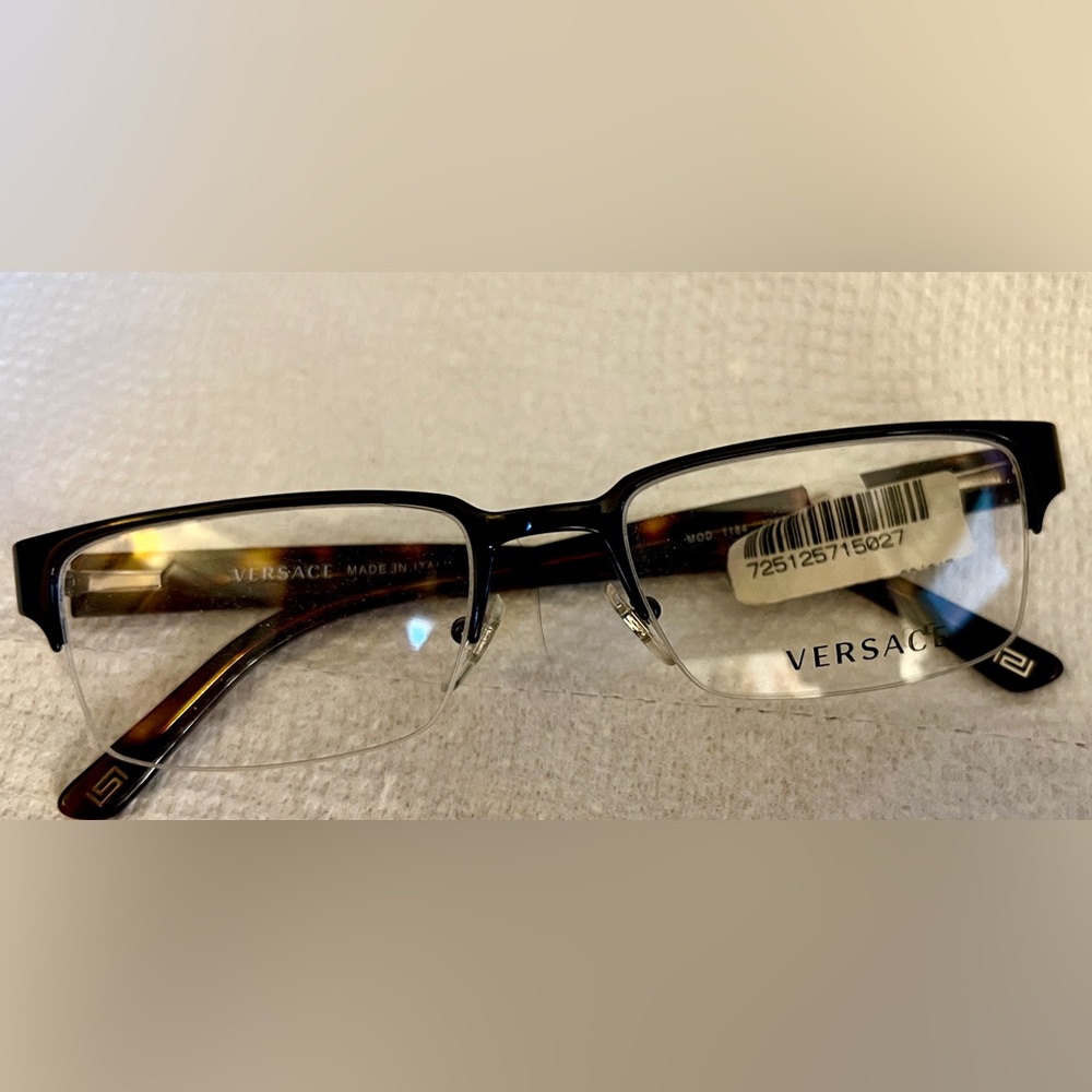 Versace Black/Brown Tortoise Shell Men's Glasses, NWT, ready for prescription.